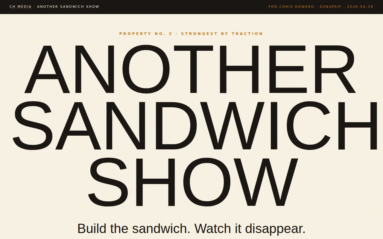 Another Sandwich Show — sandwich documentation site for Chris Howard's CH Media network