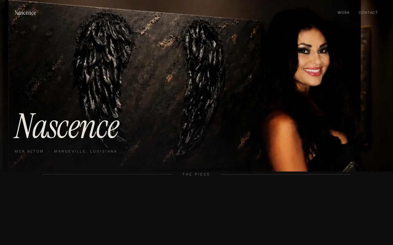 Nascence — emerging-artist brand with gold-on-black editorial atmosphere